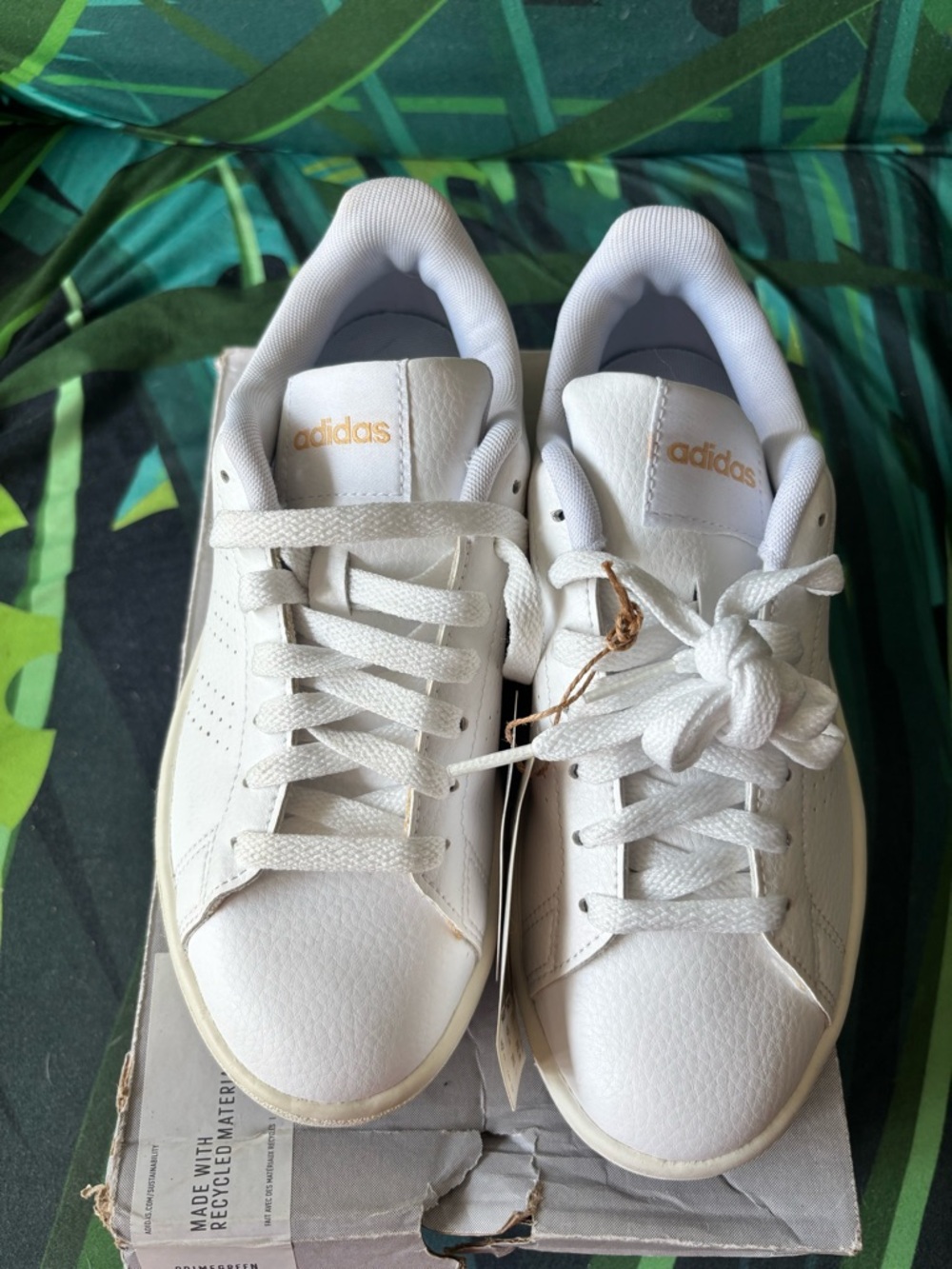 ADIDAS White Sneakers with Leopard Print Logo Accent - Picture 3 of 12